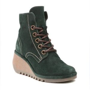 FLY London Nero Suede Boots Dark Green Size 39 or 8 WORN ONCE